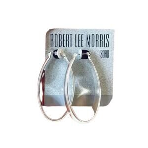 New silver oval hoop earrings